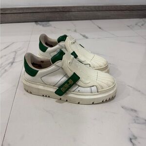 Dior White Sneakers with Green Accents
